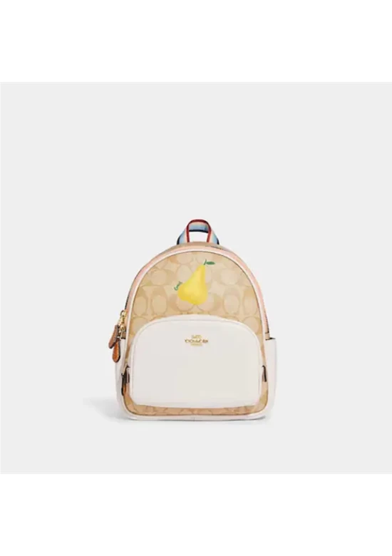 Coach Mini Court Backpack in Signature Canvas with Pear Women